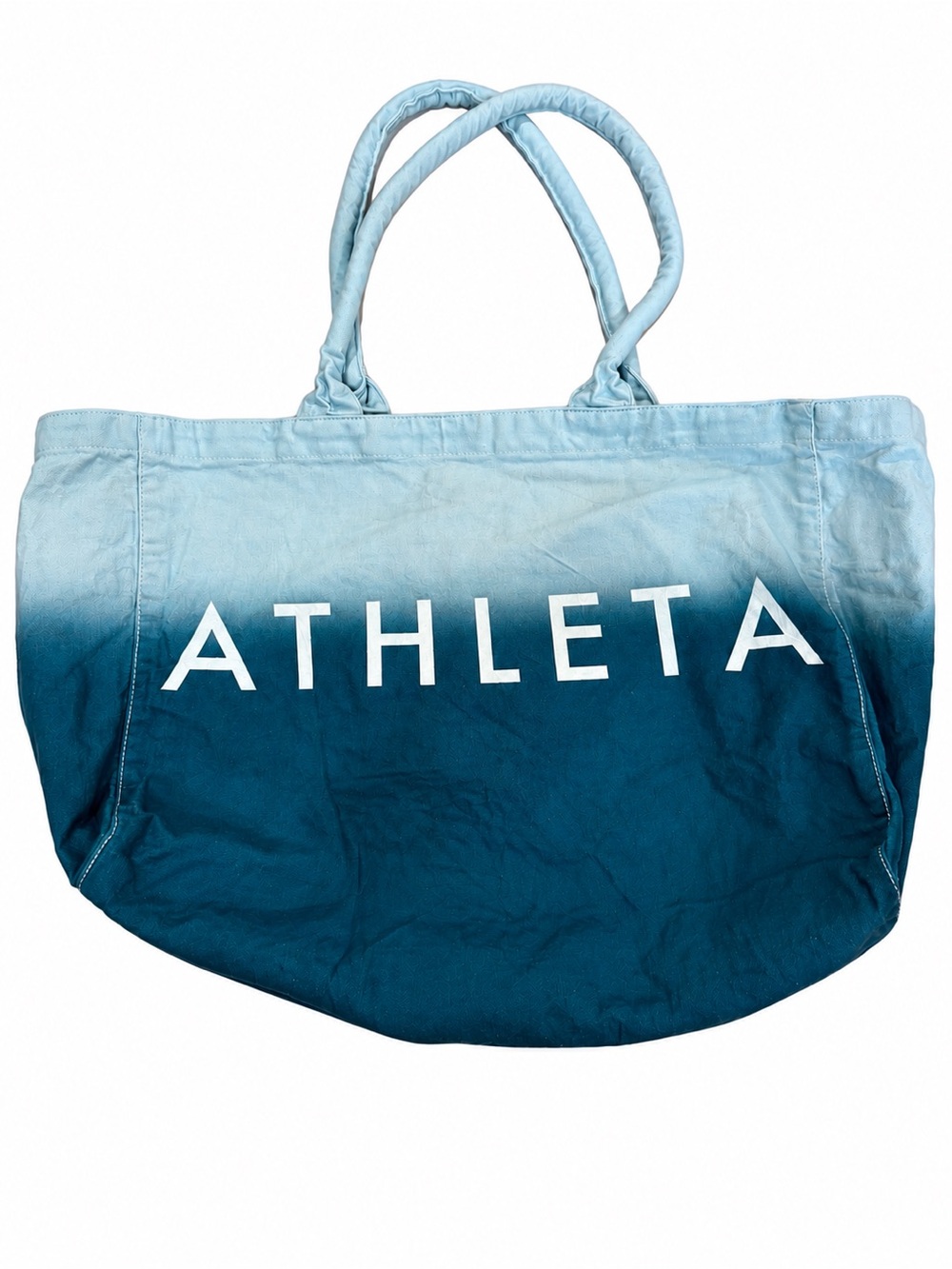 Athleta Blue Ombre Canvas Large Tote Beach Gym Bag